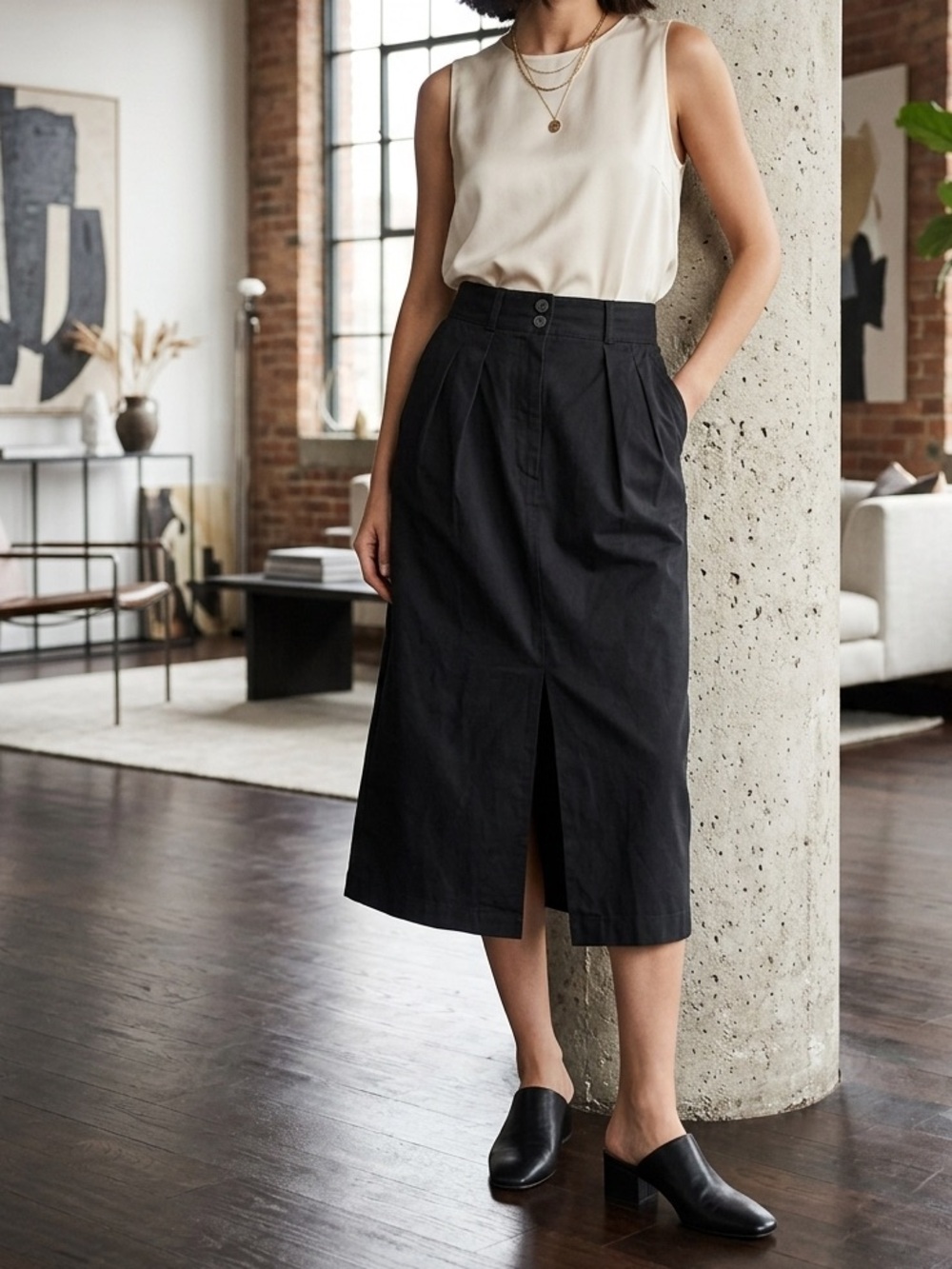 Marc O' Polo Midi Skirt with Front Slit